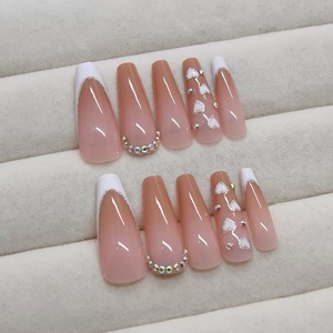 Z908 высококачественный собственный бренд ультра-короткие модные французские ногти в форме гроба ABS материал, специально разработанный для пальцев - Product Image 4