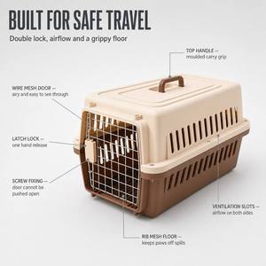 Portable Pet Carrier <b>Crate</b> <b>Double</b> Lock Plastic Travel Box 58 cm for Cats and Small <b>Dogs</b> with Pee Pad - Product Image 5