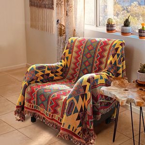 Polyester Cotton Mới Hình Học Sofa Bìa Couch Cổ Điển Lớn Dệt Chăn Siêu Mềm Có Thể Đảo Ngược Thảm Ném Chăn - Product Image 2