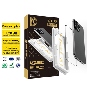 Kit de Instalación Mágica de Cristal Templado Golden Diamond HD 9H para iPhone 16 15 14 Series, Cristalino, Antihuellas, Oleofóbico - Product Image 1