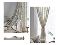 Rideaux en tissu transparent imprimé floral de haute qualité, aspect lin et coton moderne, pour salon, cuisine, ensemble de rideaux