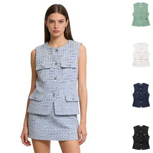 Nouvelle Collection Printemps – Gilet Décontracté Polyvalent à Rabat et Ceinture, Col Rond, Sans Manches, Boutonné, Tricoté, Style Vintage, Respirant, en Polyester - Product Image 1