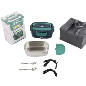 Boîte à lunch électrique 60W 3 en 1, chauffe-plat portable 12V 24V 110V 220V, boîte à lunch chauffante avec récipient en acier inoxydable 304 <span class=keywords><strong>et</strong></span> sac - Product Image 1