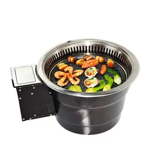 Popular coreano Churrasco Restaurante Comercial Energy Saving Multi-função Smokeless Embedded BBQ Grill Elétrico