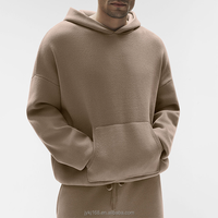 Pull à capuche surdimensionné en molleton 100 % coton, avec poignets côtelés et appliques personnalisées, en tissu éponge français, écologique, pour homme