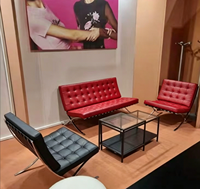 Ensemble de canapés de bureau en cuir avec éponge haute densité et structure métallique, design moderne, confortable, marque BZ pour usage commercial