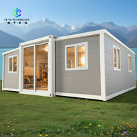 Maison conteneur modulaire à double aile extensible à construction rapide 20ft 40ft en panneaux sandwich pour hôtel, dortoir, bureau, villa