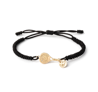 Couple sport cordon Bracelet nom gravé réglable noir corde noeud acier inoxydable Padel breloques Sport pendentif cadeau pour les Couples