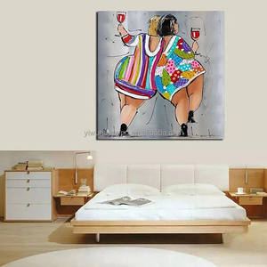 100% peint à la main moderne classique verre à vin <span class=keywords><strong>femme</strong></span> abstraite à la main peinture à l'huile sur toile grosses femmes maison marchandises <span class=keywords><strong>mur</strong></span> Art décor - Product Image 6