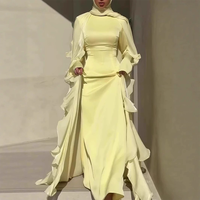 Robe Abaya personnalisée OEM, style vintage inspiré de Dubaï, à manches cloche amples, à volants, longueur ras du sol, à motifs floraux, respirante, pour femmes, pour usage quotidien et pour les fêtes