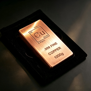 Barre de cuivre 1000g .999 de pureté, plaque rectangulaire gaufrée avec les données de la table périodique, art moderne de collection - Product Image 6