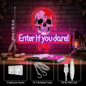Halloween Enter If You Dare letreros neon LED dimmable USB powered ambient <b>light</b> store <b>window</b> decoration <b>light</b> indicator <b>light</b> - Product Image 2