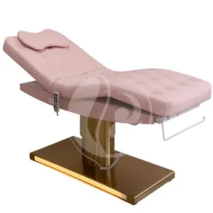 Luxo moderno rosa massagem mesa cosméticos spa cama elétrica 3 motor facial beleza salão de beleza chicote cama para venda