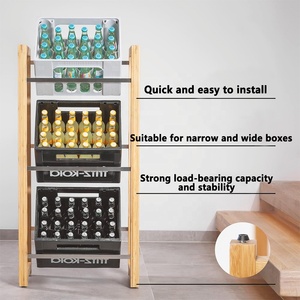 Étagère à boissons <span class=keywords><strong>en</strong></span> bambou à 3 niveaux, support pour caisses de bière, certifié qualité alimentaire, porte-<span class=keywords><strong>vin</strong></span>, étagère de rangement pour boissons pour la cuisine - Product Image 3