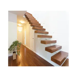 Utilisation intérieure Escaliers droits Escalier en bois massif de 80mm Escalier flottant moderne