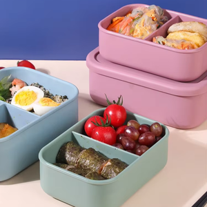 กล่องอาหารกลางวันและขนมแบบเบนโตะ ซิลิโคนคุณภาพสูง ปลอดสาร BPA ปรับแต่งได้ ป้องกันการรั่วซึม เกรดสำหรับอาหาร เหมาะสำหรับเตรียมอาหาร - Product Image 3