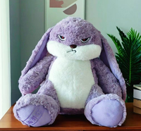 MG Wütender Lila Hase Plüschtier Flauschiges Kaninchen Kuscheltier Lustiges Zorniges Gesicht Plüschspielzeug für Schlafzimmer Sofa Deko Frauen Männer Teenager