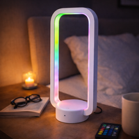 Lámpara de Mesa LED RGB Moderna y Minimalista con Cambio de Color, Lámpara Ambiental con Cargador Inalámbrico, Lámpara Nocturna Moderna para Dormitorio o Área de Juegos