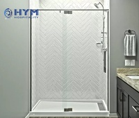 Panneaux muraux de douche modernes en pierre artificielle sans cadre à motif chevrons TS-RS, garantie 3 ans, pour hôtels
