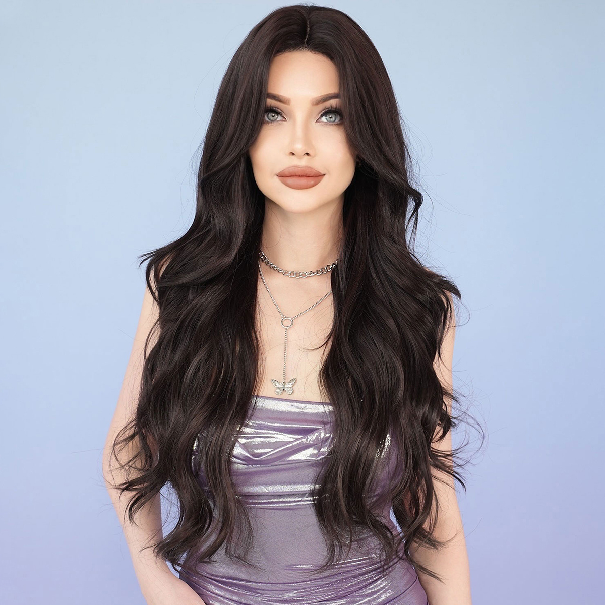Lace front black long wavy wig Women Black Lace Front Long Wavy Hair Thick Middle Part Wig  main image 2