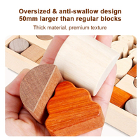 Juguete Educativo Montessori de Madera Natural Apilable, Bloques de Construcción de Madera para Niños