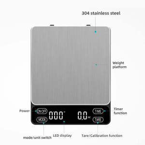 उच्च गुणवत्ता सटीक नवीनतम 3 किलोग्राम घरेलू डिजिटल प्रदर्शन स्टेनलेस स्टील कॉफी रसोई इलेक्ट्रॉनिक स्केल - Product Image 3