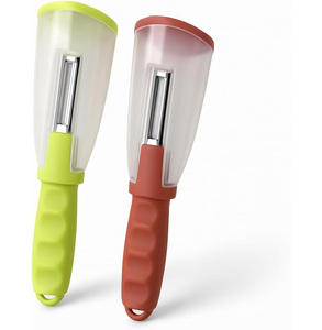 ที่ปอกผักผลไม้แบบใหม่พร้อมกล่องเก็บเศษอาหาร อุปกรณ์ครัว ของใช้ในครัว มีดปอกผลไม้แบบมีที่เก็บเศษในตัว - Product Image 2