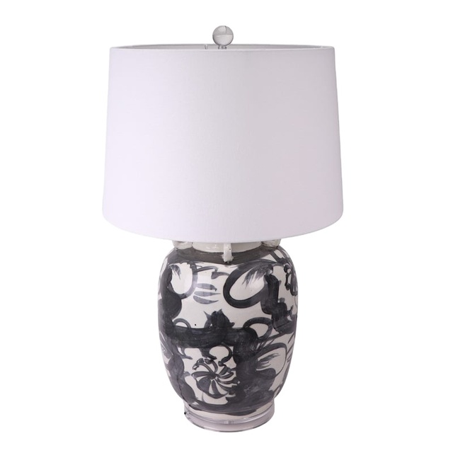 RZNA25-B-lamp Antique Hand Painted Black Sunflower Pattern Porcelain Table Lamp Home Decorative Ceramic Lamp