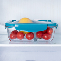 Récipient à fruits en verre rectangulaire en plastique avec couvercle résistant à la chaleur boîte à lunch hermétique Bento pour la cuisine des aliments frais vente en gros
