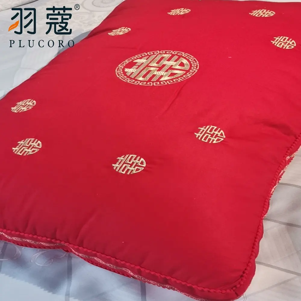 Fashionable 100% Cotton Fabric Feather Velvet Pillow Wedding Red Pillow With Pillowcase And Inner