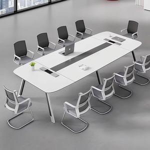 โต๊ะประชุมทรงสี่เหลี่ยมผืนผ้า โต๊ะประชุมสำนักงานทันสมัย พร้อมปลั๊กไฟฟ้า ดีไซน์มั่นคง สำหรับใช้ในห้องประชุม - Product Image 4