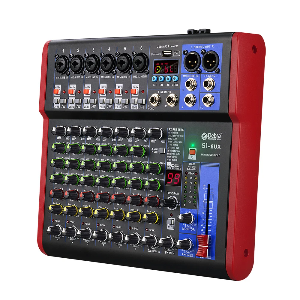 Debra SI8 Professional DJ Audio Console Mixer for Home Karaoke