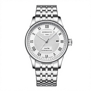 Reloj Ada Lillock para hombre, correa de acero inoxidable, reloj de cuarzo automático, resistente al agua, con calendario y esfera grande - Product Image 1