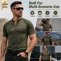 T-shirt tactique unisexe à col en V et manches courtes, séchage rapide, respirant, anti-humidité, pour le sport et les activités estivales en extérieur, avec poche