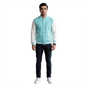 Fresh Arrival Trendy Winter Men's High Street Style 100% Cotton Canvas Stand Collar Front Varsity Jacket Outdoor Streetwear 2026 - Product Image 1