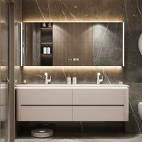 Ensemble de meubles de salle de bain modernes et minimalistes personnalisables, vasque de salle de bain avec lavabo intégré