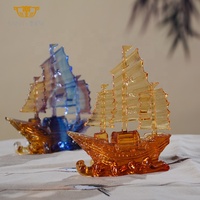 Figurine Dragon Bateau en Cristal Liuli Écologique SAINT-VIEW – Décoration Feng Shui Porte-Bonheur pour la Maison