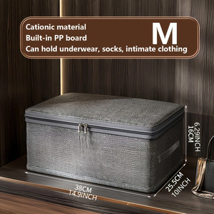 Grande Capacité Pliable Rayé <span class=keywords><strong>Tissu</strong></span> Vêtements Boîte De Rangement Couette Organisateur <span class=keywords><strong>avec</strong></span> Fermeture Éclair <span class=keywords><strong>Couvercle</strong></span> Armoire Vêtements Boîte De Tri - Product Image 6