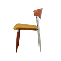 Chaise de salle à manger nordique rétro moderne, design standard, en bois et métal, avec dossier simple, pour la maison, le bureau et la salle de sport