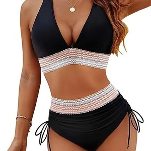 Conjunto de Bikini de 2 Piezas, Diseño Artístico Personalizado con Impresión por Transferencia de Calor, Simple y Sólido, para Mujer, Spandex/Poliéster Elástico, Venta al Por Mayor 2025 - Product Image 1