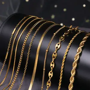 HOVANCI 18K Gold Plated Stainless Steel Waterproof Dainty Chain Jewelry Wholesale Ladies Boys Chain Necklace