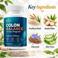 Complément Équilibre du Côlon 14 Jours en Capsules – Psyllium, Inuline, Graines de Lin, Aloe Vera – Fibres Végétales pour le Bien-être Digestif – Marque Blanche, Fournisseur OEM