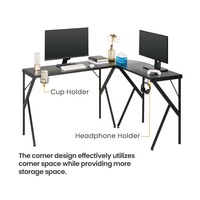 Bureau de jeu en forme de L robuste et grand format avec supports pour casque et porte-gobelets – Vente en gros