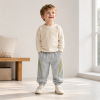 Pantalon de survêtement athlétique unisexe en coton respirant mi-lourd avec empiècements contrastants pour tout-petits garçons et filles, personnalisable