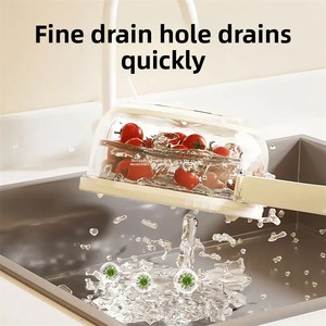 Kitchen Multifunctional Drain Basket Fruit and Vegetable Washing Tool Household Refrigerator Fresh-keeping Box Double-layer - Product Image 3