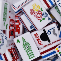 Jeu de Mahjong pliable moderne de Londres, Royaume-Uni, tuiles en acrylique blanc, 160 pièces, design bus à deux étages et Tower Bridge
