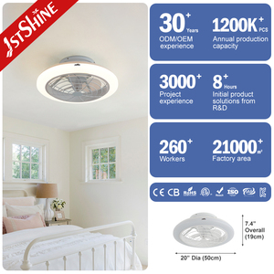 1stshine Led Ventilador de Techo Pequeño Espacio 30W Iluminación LED 20 Pulgadas Ventilador de Techo Con Luz - Product Image 3