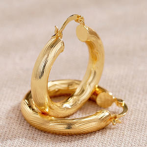 Orecchini a cerchio placcati in oro Reyzon, lega di zinco, stile classico, gioielli di moda unisex E4452 - Product Image 4