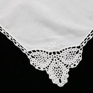 D002 السيدات المطرزة المطرزة الهانكيز النساء الزفاف هدية عيد الميلاد 12 "x 12" وشاح مربع أبيض القطن الدانتيل المناديل - Product Image 4