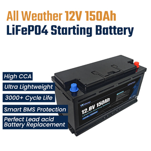 12V 150Ah 船用/游艇用防漏密封启动电池，长循环寿命，1300CCA，两用船用启动电池 - Product Image 1